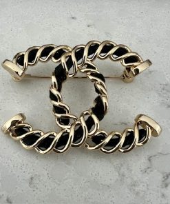 Chanel Gold with Leather Entwined Brooch