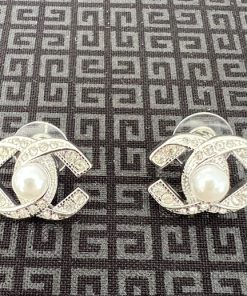Chanel Silver Pearl and Diamante Earrings
